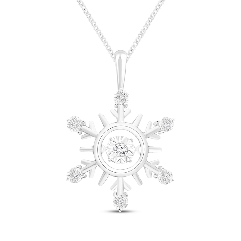 Main Image 1 of Unstoppable Love Diamond Snowflake Necklace 1/20 ct tw Sterling Silver 19"