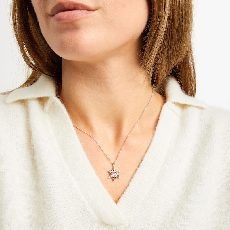 Main Image 2 of Unstoppable Love Diamond Snowflake Necklace 1/20 ct tw Sterling Silver 19"