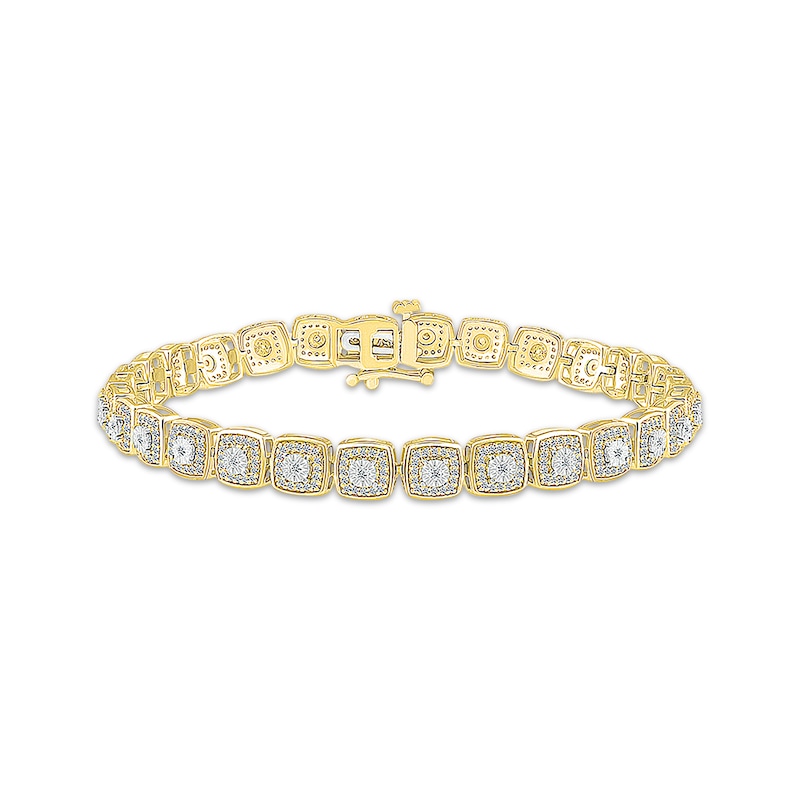 Main Image 1 of Diamond Cushion Link Bracelet 1 ct tw 10K Yellow Gold 7.25"