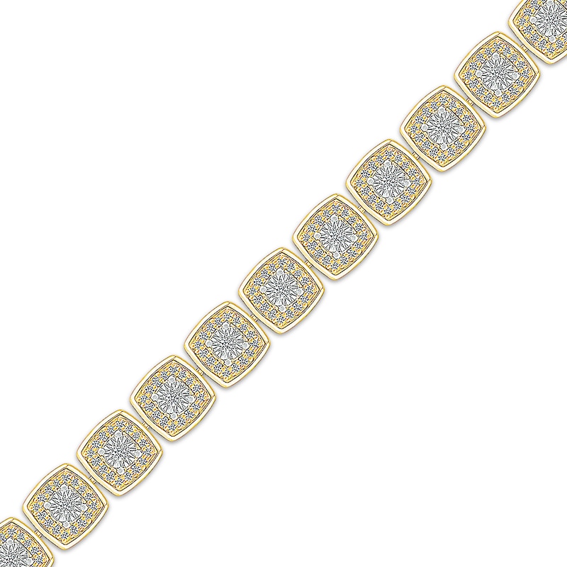 Main Image 2 of Diamond Cushion Link Bracelet 1 ct tw 10K Yellow Gold 7.25"