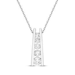 Diamond Ladder Necklace 1 ct tw 10K White Gold 18"