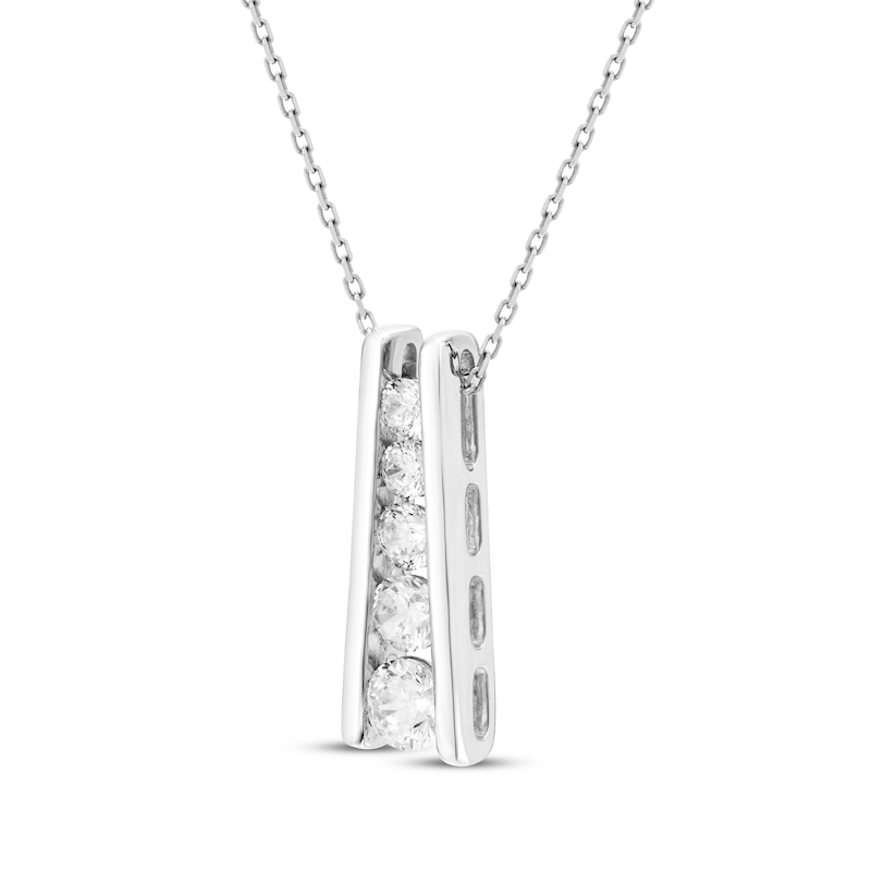 Main Image 2 of Diamond Ladder Necklace 1 ct tw 10K White Gold 18"