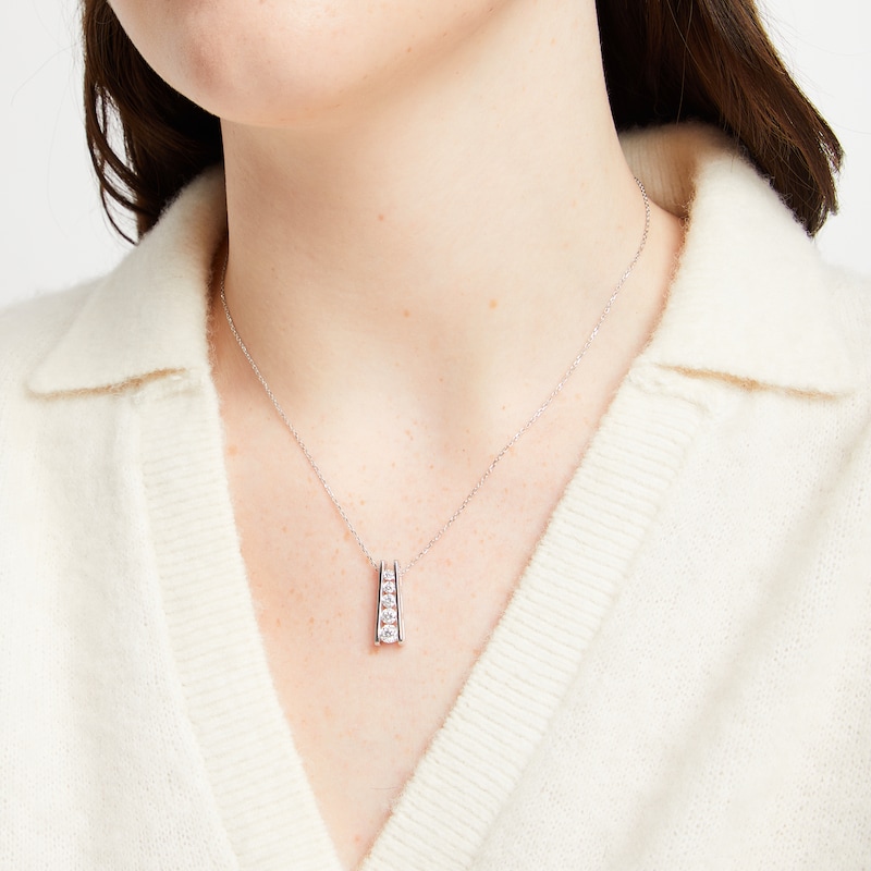 Main Image 4 of Diamond Ladder Necklace 1 ct tw 10K White Gold 18"
