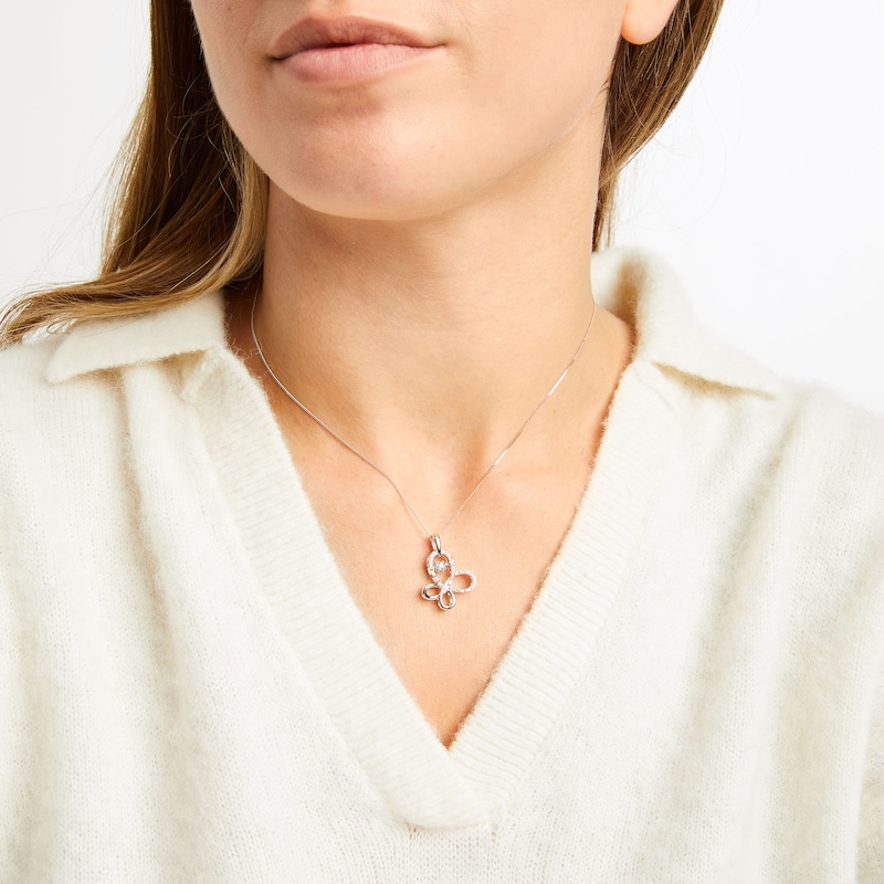 Main Image 2 of Unstoppable Love Diamond Butterfly Necklace 1/10 ct tw 10K White Gold 19"