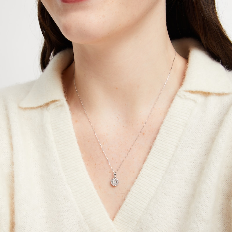 Main Image 3 of Diamond Halo Necklace 1/2 ct tw 10K White Gold 18"