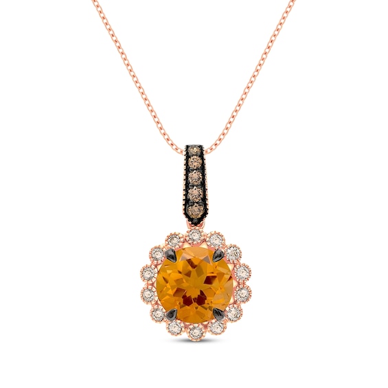 Le Vian Citrine Necklace 1/3 ct tw Diamonds 14K Strawberry Gold 20"