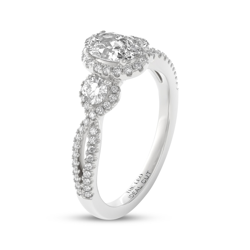 Main Image 2 of THE LEO Ideal Cut Diamond Oval Three-Stone Engagement Ring 1 ct tw 14K White Gold