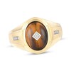 Thumbnail Image 0 of Men's Oval-Cut Tiger's Eye Quartz & Diamond Accent Ring 10K Yellow Gold