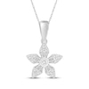 Thumbnail Image 0 of Baguette & Round-Cut Diamond Flower Necklace 1/4 ct tw 10K White Gold 18"