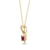 Thumbnail Image 2 of Natural Oval-Cut Ruby & Diamond Accent Tilted Heart Necklace 10K Yellow Gold 18"