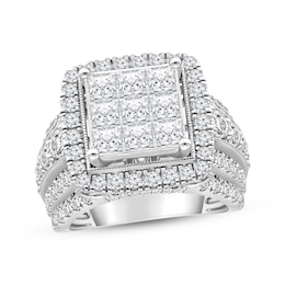 Adore Princess-Cut Multi-Diamond Center Square Engagement Ring 4 ct tw 10K White Gold