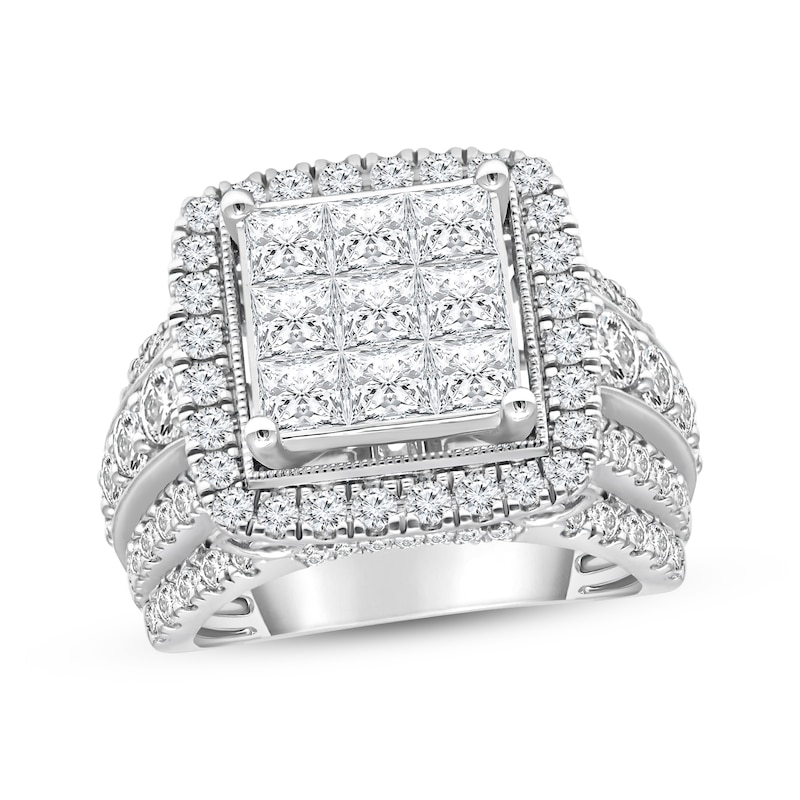 Main Image 1 of Adore Princess-Cut Multi-Diamond Center Square Engagement Ring 4 ct tw 10K White Gold