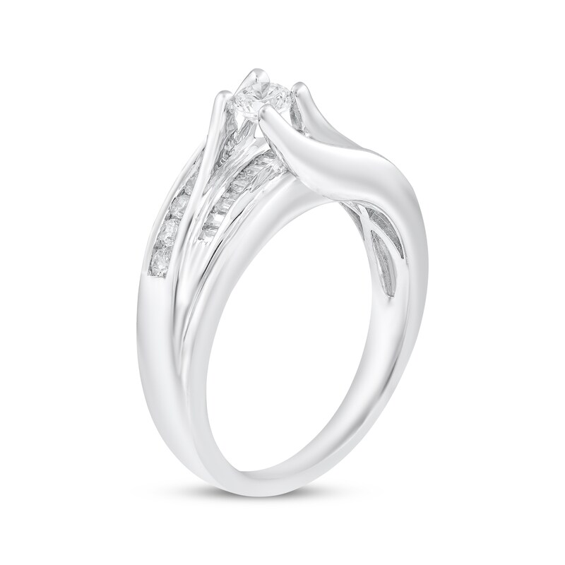 Main Image 2 of Round-Cut Diamond Bypass Engagement Ring 3/8 ct tw Sterling Silver