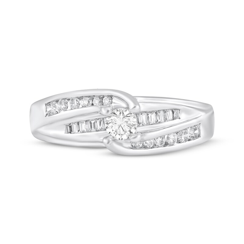 Main Image 3 of Round-Cut Diamond Bypass Engagement Ring 3/8 ct tw Sterling Silver