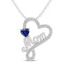 Thumbnail Image 1 of Heart-Shaped Blue Lab-Created Sapphire & White Lab-Created Sapphire "Mom" Necklace Sterling Silver 18"