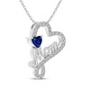 Thumbnail Image 2 of Heart-Shaped Blue Lab-Created Sapphire & White Lab-Created Sapphire "Mom" Necklace Sterling Silver 18"