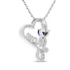 Thumbnail Image 3 of Heart-Shaped Blue Lab-Created Sapphire & White Lab-Created Sapphire "Mom" Necklace Sterling Silver 18"