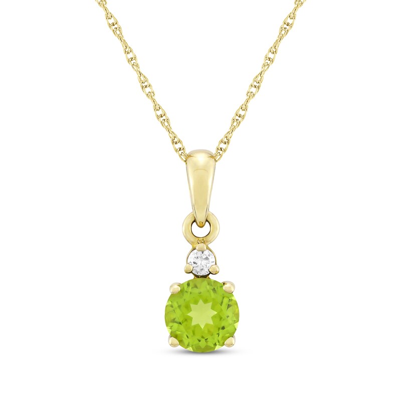 Main Image 1 of Peridot & Diamond Accent Necklace 10K Yellow Gold