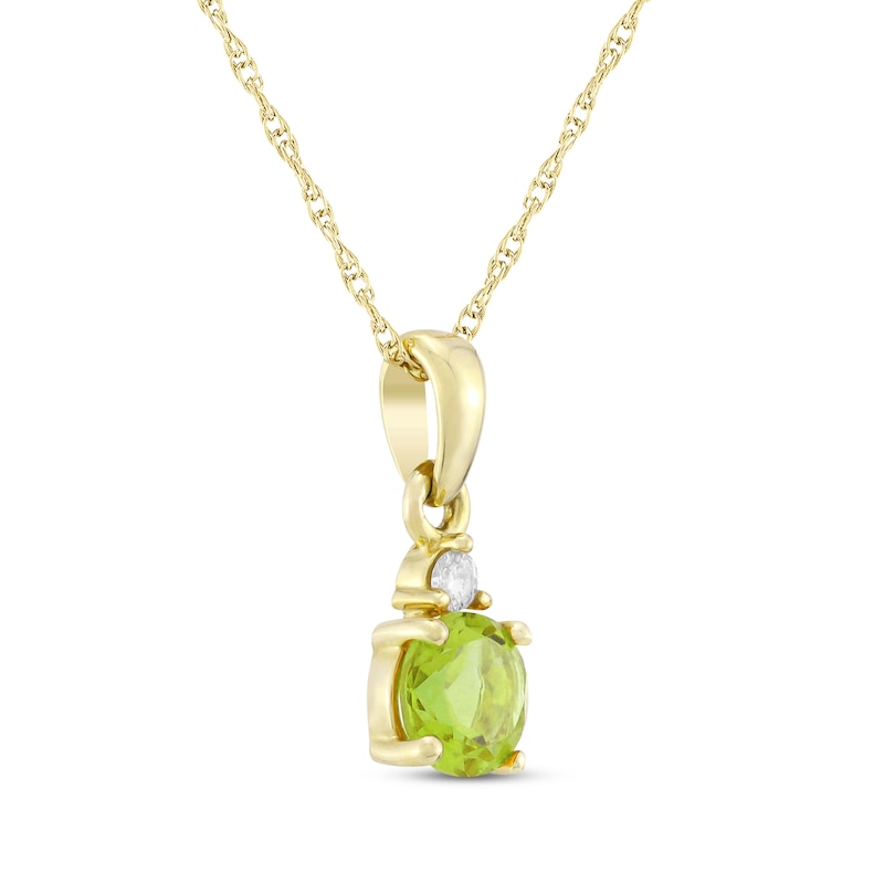 Main Image 2 of Peridot & Diamond Accent Necklace 10K Yellow Gold