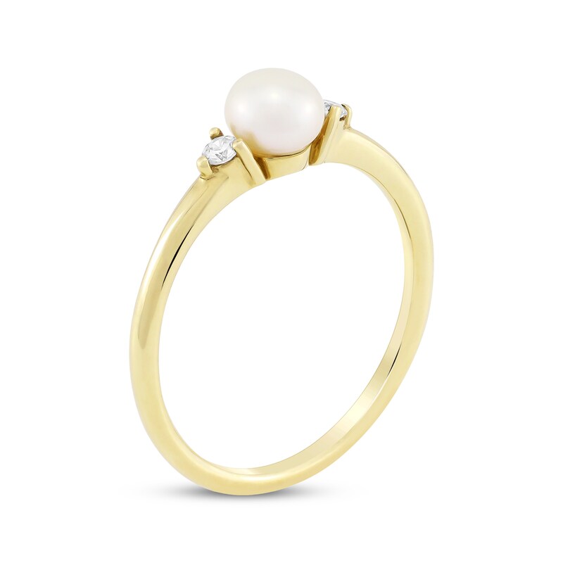 Main Image 2 of Cultured Pearl & Diamond Ring 1/15 ct tw 10K Yellow Gold