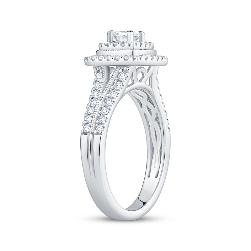 Main Image 2 of Adore Princess-Cut Diamond Double Halo Engagement Ring 3/4 ct tw 14K White Gold