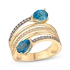 Thumbnail Image 1 of Le Vian Good Karma Pear-Shaped Blue Topaz Ring 1/4 ct tw Diamonds 14K Honey Gold