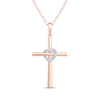 Thumbnail Image 1 of Diamond Heart Cross with Heart Necklace 1/20 ct tw 10K Rose Gold 18"