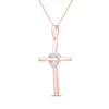 Thumbnail Image 2 of Diamond Heart Cross with Heart Necklace 1/20 ct tw 10K Rose Gold 18"