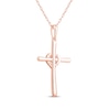 Thumbnail Image 3 of Diamond Heart Cross with Heart Necklace 1/20 ct tw 10K Rose Gold 18"