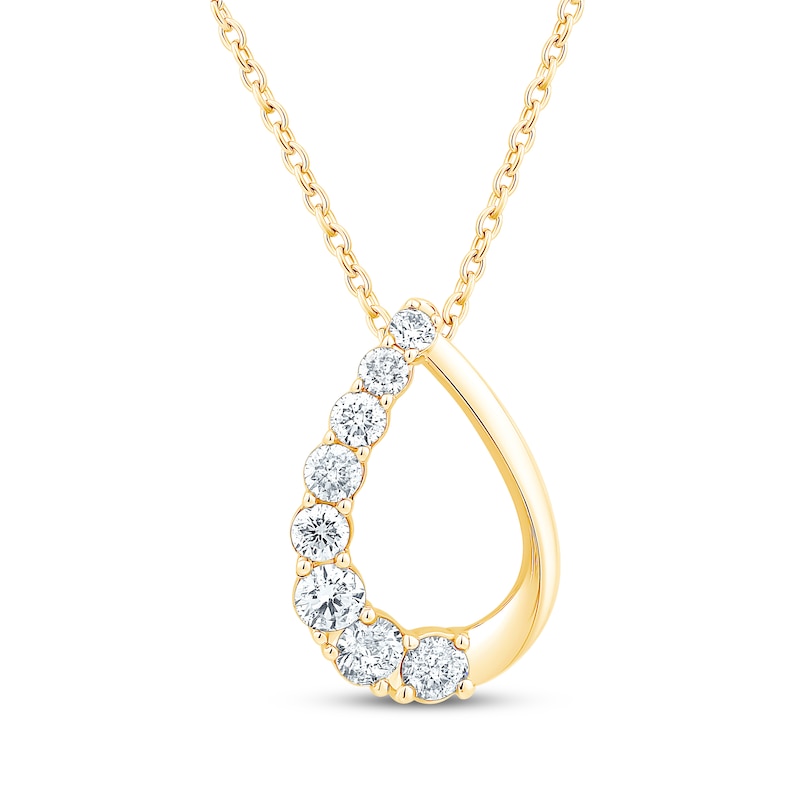 Main Image 1 of Certified Diamond Twist Teardrop Necklace 1/2 ct tw 18K Yellow Gold 18"