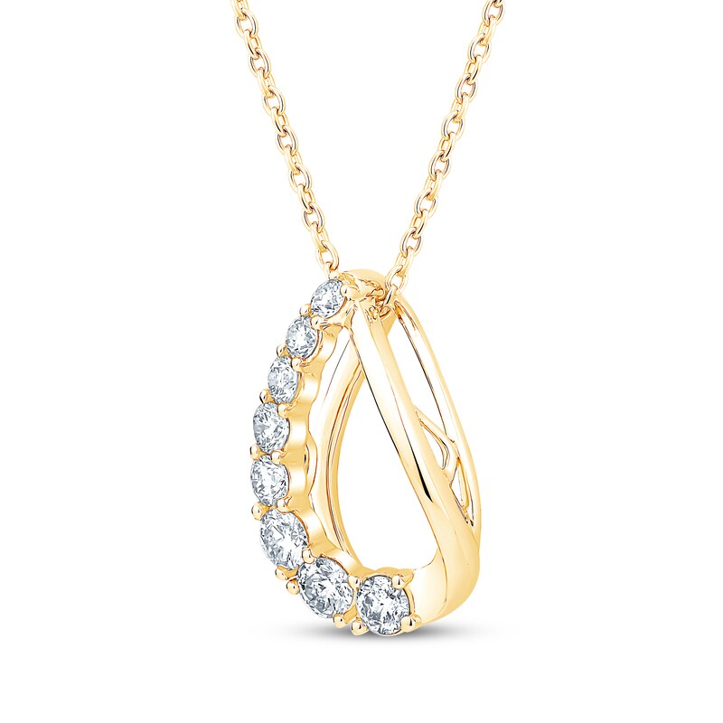 Main Image 2 of Certified Diamond Twist Teardrop Necklace 1/2 ct tw 18K Yellow Gold 18"
