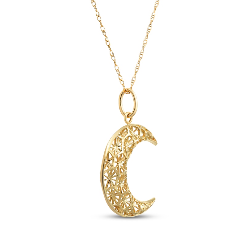 Main Image 2 of Crescent Moon Openwork Necklace 14K Yellow Gold 18"