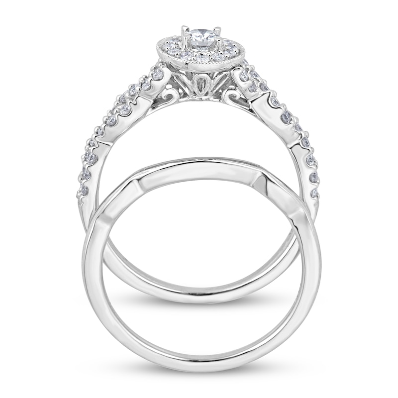 Main Image 2 of Adore Round-Cut Diamond Halo Milgrain Bridal Set 3/4 ct tw 10K White Gold