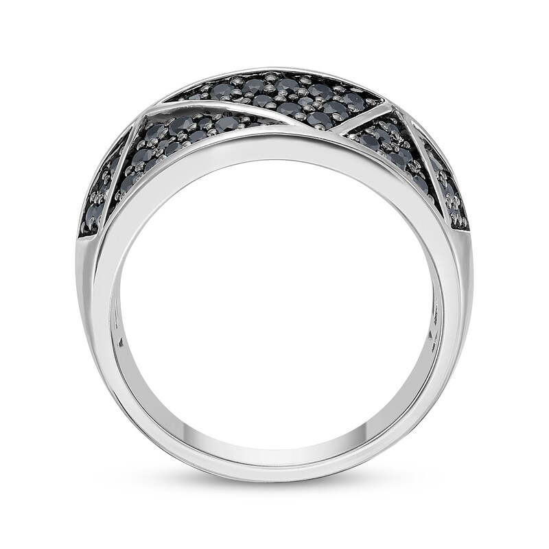 Main Image 3 of Men's Black Diamond Geometric Triangles Ring 1-1/2 ct tw Sterling Silver