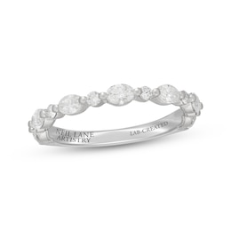 Neil Lane Artistry Oval & Round-Cut Lab-Grown Diamond Anniversary Ring 3/4 ct tw 14K White Gold