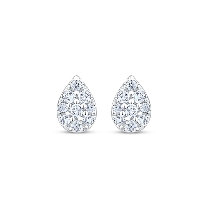 Main Image 2 of Multi-Diamond Teardrop Stud Earrings 1/6 ct tw 10K White Gold