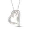 Thumbnail Image 2 of Diamond Double Tilted Heart Necklace 1/8 ct tw Sterling Silver 18"