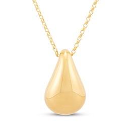 Hollow Teardrop Necklace 14K Yellow Gold 18"
