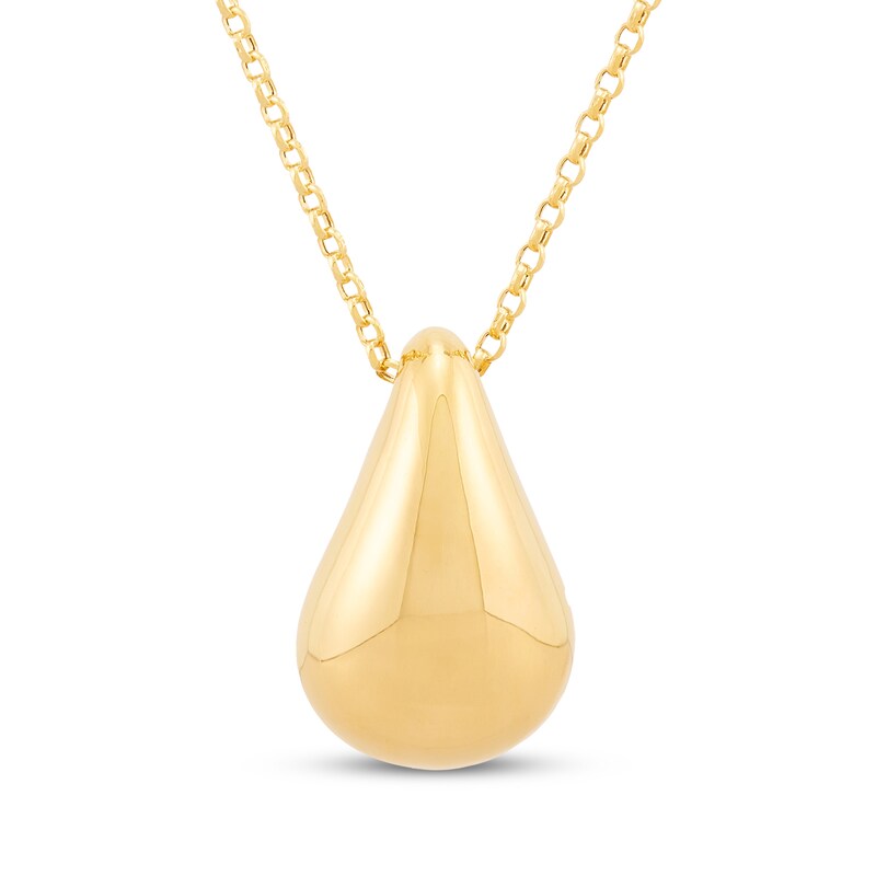 Main Image 1 of Hollow Teardrop Necklace 14K Yellow Gold 18"