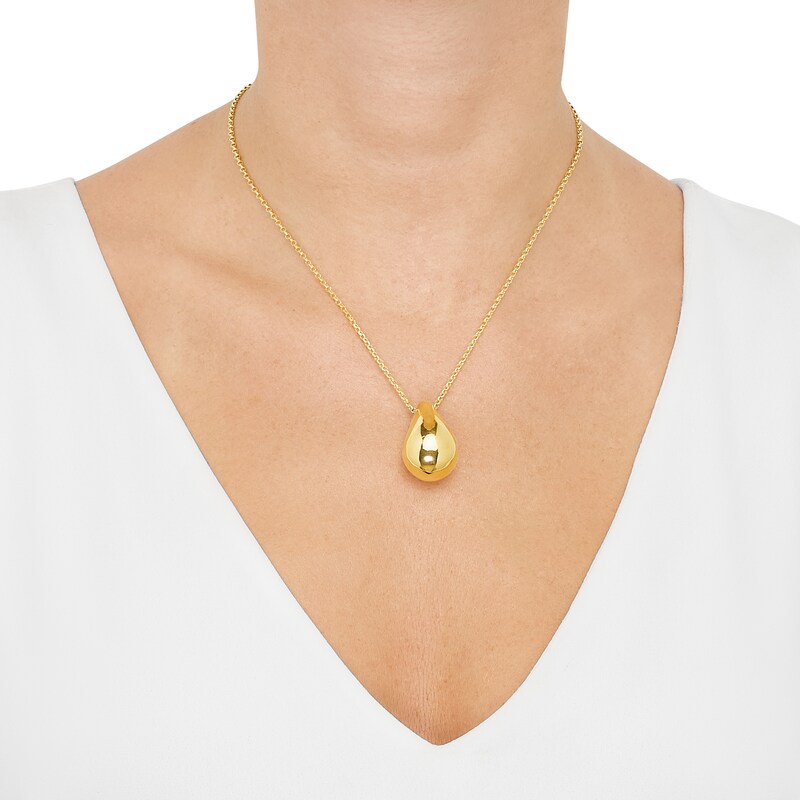 Main Image 5 of Hollow Teardrop Necklace 14K Yellow Gold 18"