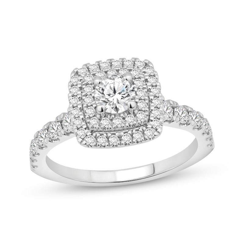 Main Image 1 of Adore Lab-Grown Diamonds Round-Cut Cushion Double Halo Engagement Ring 1 ct tw 14K White Gold