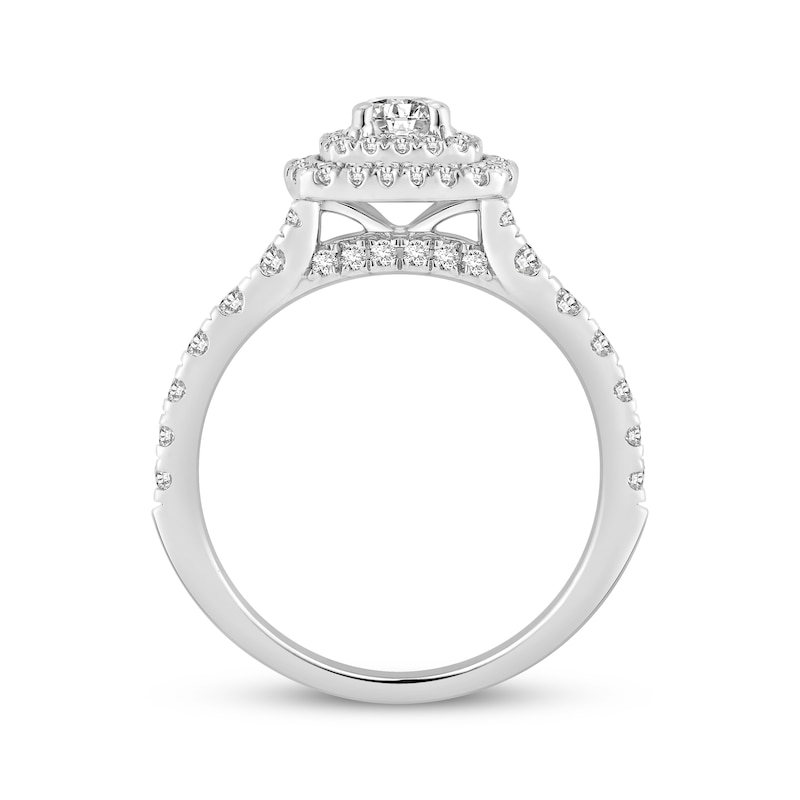 Main Image 3 of Adore Lab-Grown Diamonds Round-Cut Cushion Double Halo Engagement Ring 1 ct tw 14K White Gold