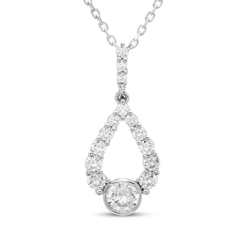 Main Image 1 of Milestones Diamond Teardrop Necklace 3/4 ct tw 10K White Gold 18"