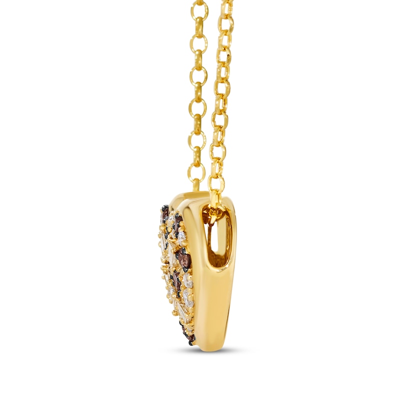 Main Image 2 of Godiva x Le Vian Baguette & Round-Cut Diamond Scatter Heart Necklace 3/8 ct tw 14K Honey Gold 19"