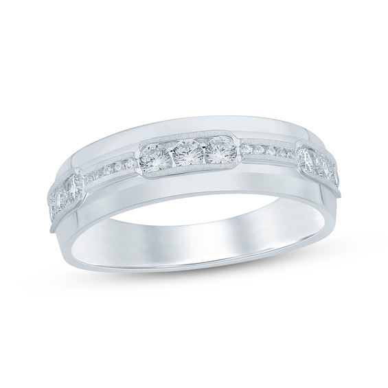 Men's Diamond Wedding Band 5/8 ct tw 10K White Gold