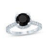 Thumbnail Image 1 of Adore Round-Cut Black & White Diamond Halo Engagement Ring 2-1/2 ct tw 14K White Gold
