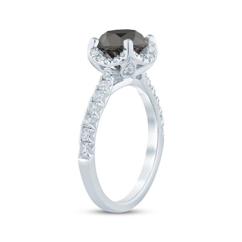 Main Image 2 of Adore Round-Cut Black & White Diamond Halo Engagement Ring 2-1/2 ct tw 14K White Gold