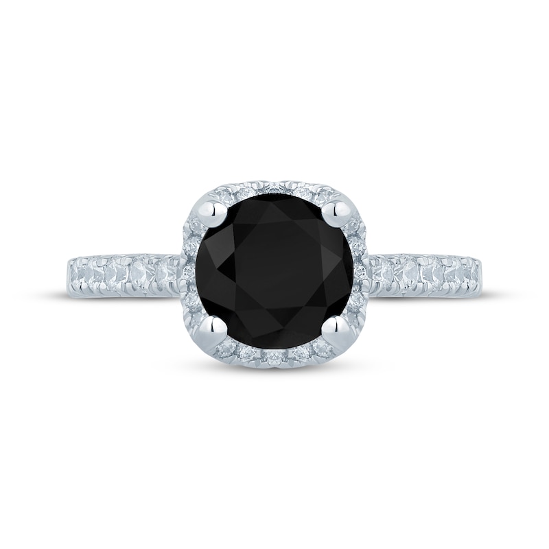Main Image 3 of Adore Round-Cut Black & White Diamond Halo Engagement Ring 2-1/2 ct tw 14K White Gold