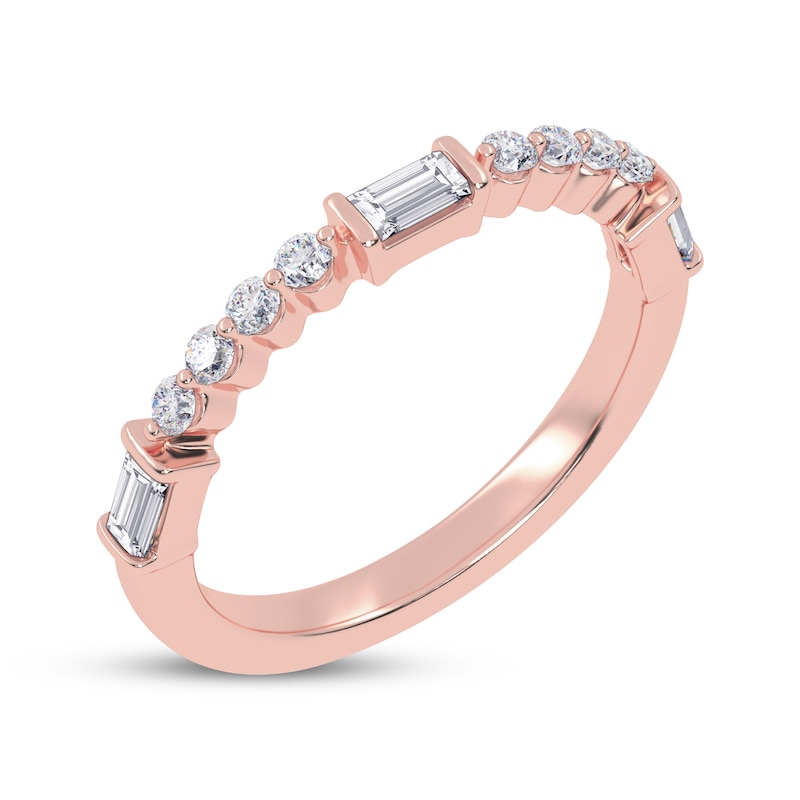 Main Image 2 of Adore Round and Baguette-Cut Diamond Anniversary Ring 1/4 ct tw 14K Rose Gold