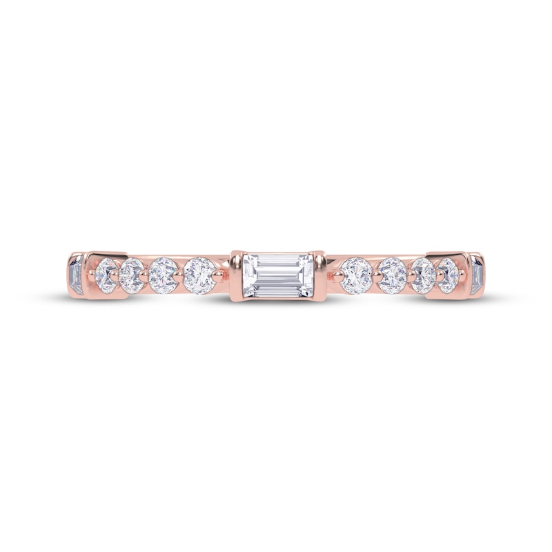 Main Image 3 of Adore Round and Baguette-Cut Diamond Anniversary Ring 1/4 ct tw 14K Rose Gold